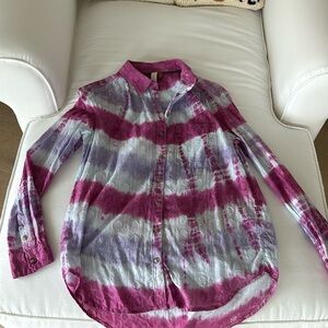 Pilcro embroidered tye dye button down